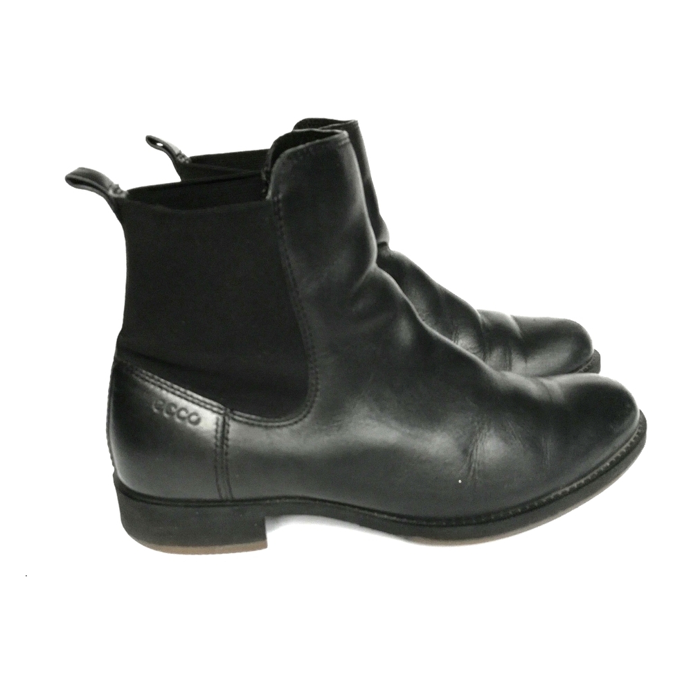 Ecco Chelsea Ankle Boots Black Leather Booties
